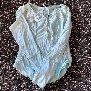 Free People long sleeve mint green shirt